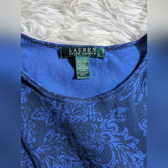 Ralph Lauren Blue and Black Floral Tee - Picture 5 of 7